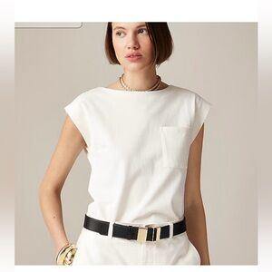 NWT J crew ivory New mariner jersey boatneck muscle T-shirt